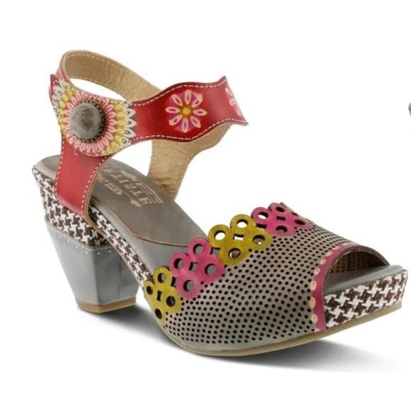 Spring Step Jacinta GRYM Block Heel Funky Retro Ankle Strap w Contrasting Detail - Picture 3 of 6